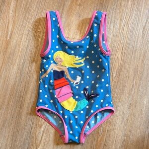 Mini Boden Blue Polka Dot Mermaid Swimsuit